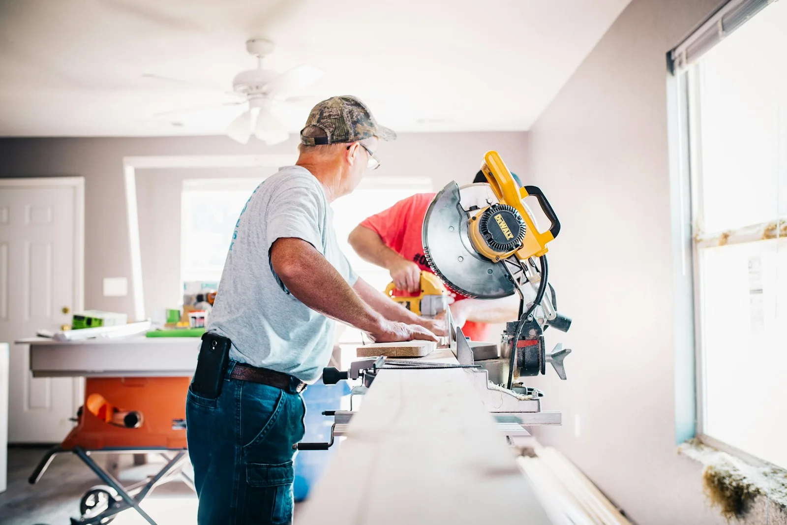 Technician completing an interior repair